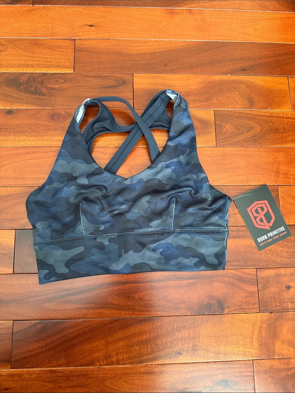 Born Primitive NWT Dark Camo Crisscross Sports Bra Size S